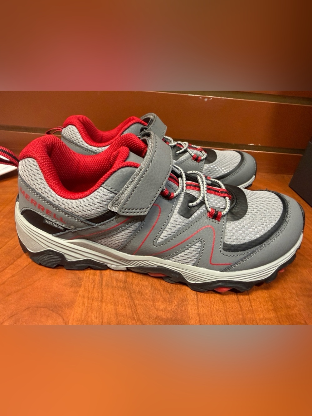 Merrell Kids Gray and Red Trail Sneakers - Picture 10 of 10